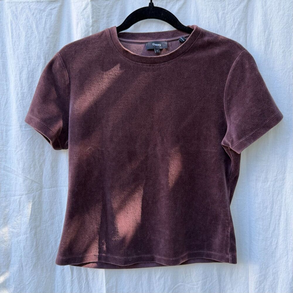 Theory Tiny Tee Velvet Brown Top